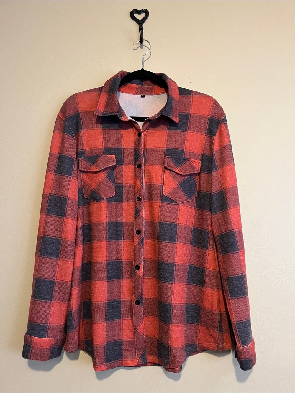 Men's Red and Black Plaid Button-Up Shirt